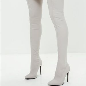 Missguided Thigh High Grey Boots